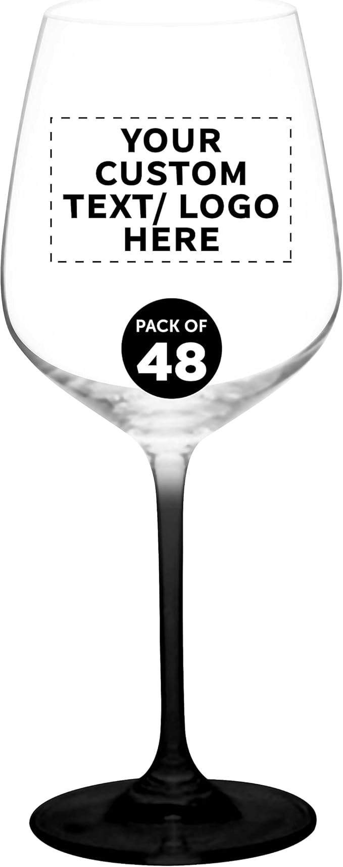 Custom Crystal Wine Glasses 17.5 oz Set of 48, Personalized Bulk Pack - Restaurant Glassware, Perfect for Red Wine or White Wine - Black