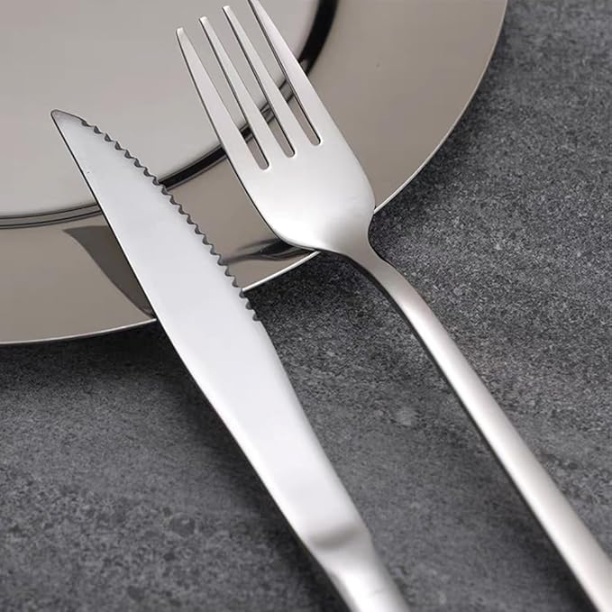 12 Pcs Flatware Cutlery Set for 4 Stainless Steel Serving Utensils Set for Parties Silver Large Flatware Spoons Forks Dinner Knives for Home Restaurant Wedding