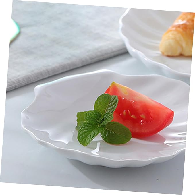 Mikinona 2pcs Shell Shape Ceramic Serving Plate Versatile Dinner Dish for Bbq Pasta and Appetizers for Home Restaurant and Events Elegant Design and Easy to Clean