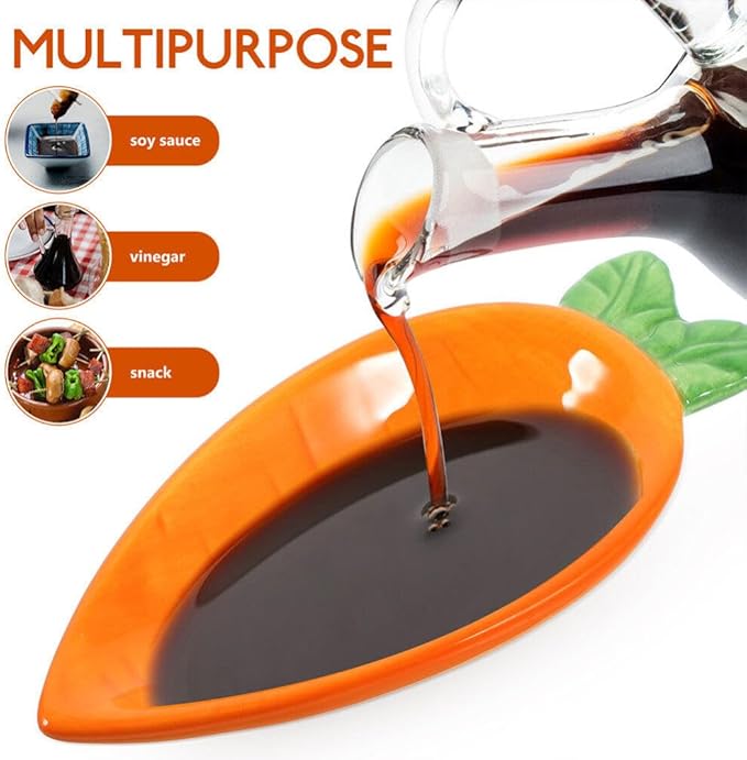 2pcs Ceramic Dishes Sauce Plates Easter Carrot Plates Tasting Dishes Ingredient for Prep Sushi Plate Digging Plate Dip Dessert Carrot Shape Bowls