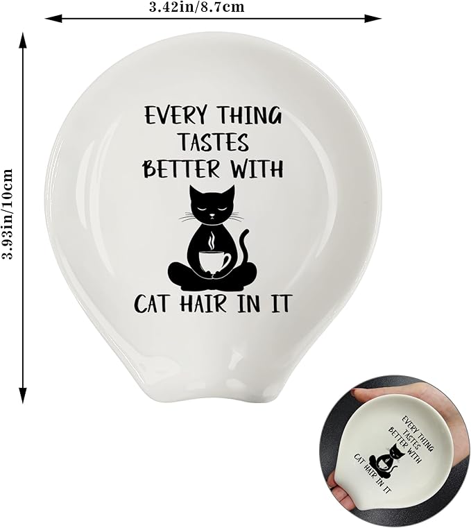 Coffee Spoon Rest, Coffee Bar Accessories & Spoon Holder, Funny Cat Spoon Holder for Coffee Lovers Gifts for Friend Wife Husband Sister (White-5)