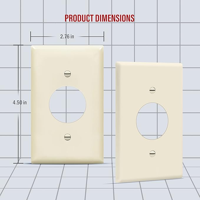 ENERLITES 1.406" Hole Single Receptacle Outlet Wall Plate, Size 1-Gang 4.50" x 2.76", Polycarbonate Thermoplastic, 8851-LA-10PCS, Light Almond