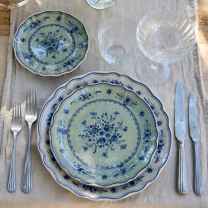 Costa Nova Ceramic Stoneware 7'' Appetizer Plate - Vila Collection, Olive-Blue | Microwave & Dishwasher Safe Dinnerware | Food Safe Glazing | Restaurant Quality Tableware
