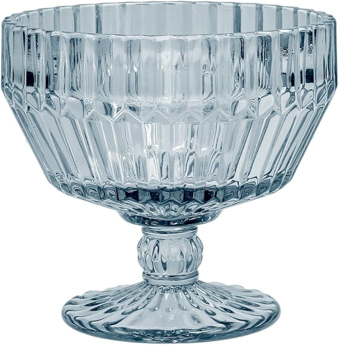 Fortessa Archie Glass, 10 Ounce Footed Dessert Bowl (Set of 6), Dusk Gray
