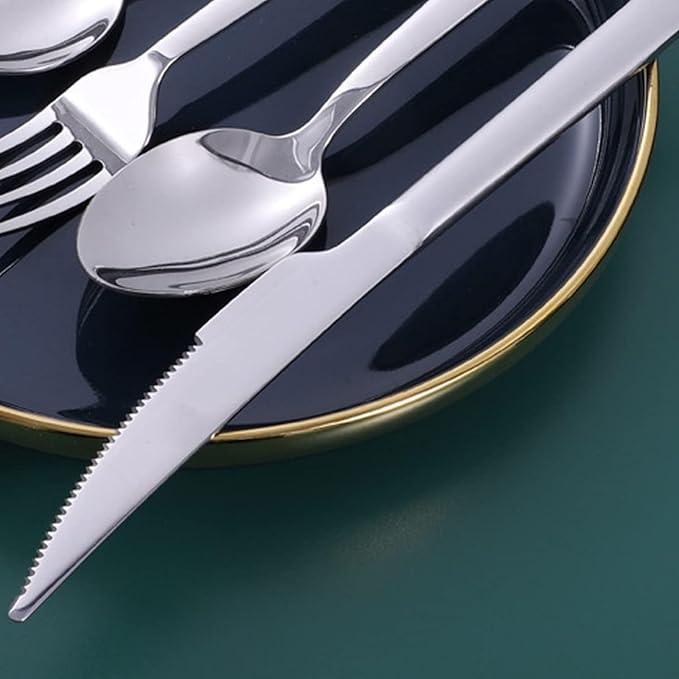 Cutlery Set Stainless Steel Wrench Handle Flatware Set for 4, Food-Grade Serving Cutlery Set Tableware Eating Utensils Knives Forks Spoons Set Gift