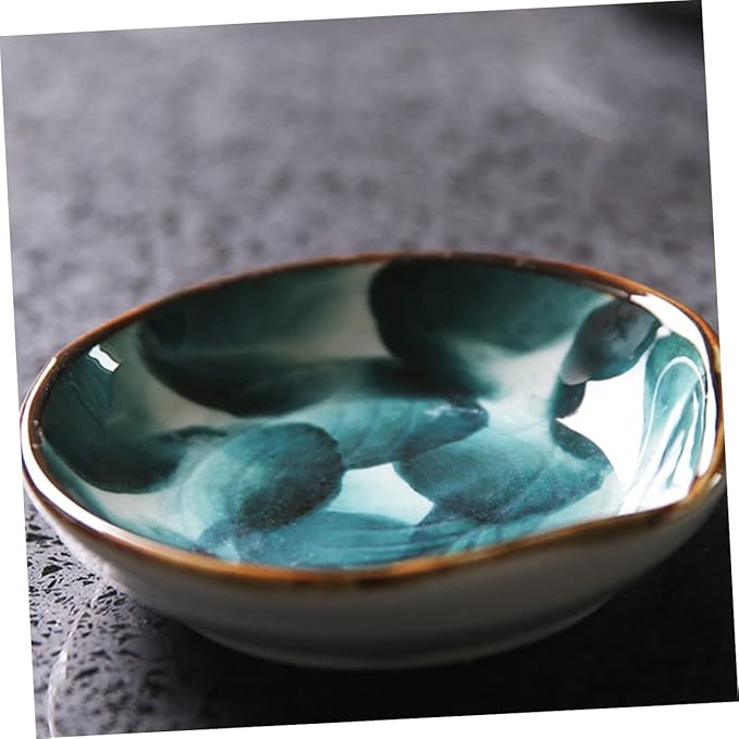 2pcs Hand-painted Ceramic Discs Decorative Trays for Snacks Sauce Japanese Style Food Dipping Bowl Seasoning Dish Condiment Tray Appetizer Plate Sauce Plate