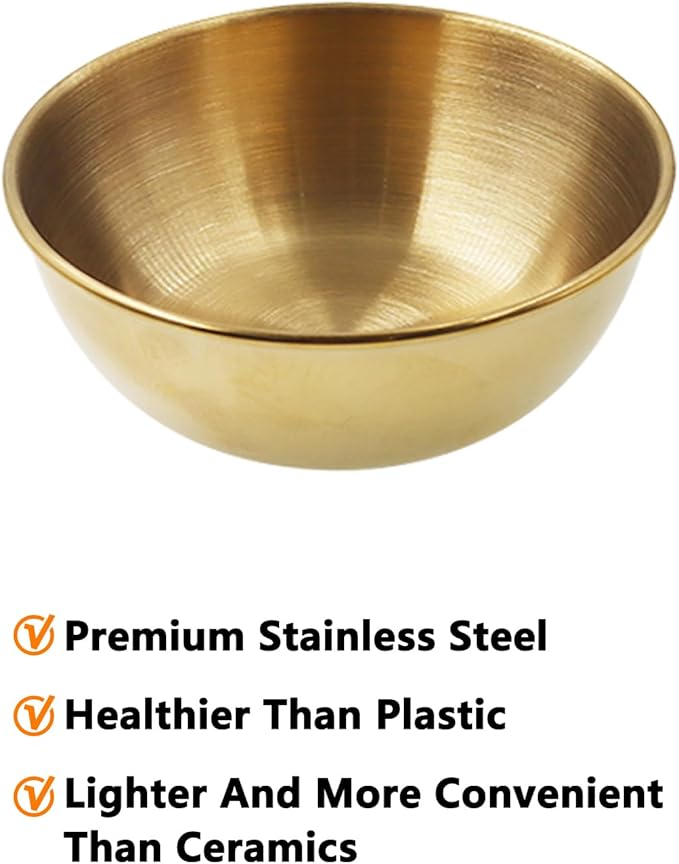 Stainless Steel Sauce Dishes, Mini Individual Saucers Bowl,Round Seasoning Dishes,Premium Sushi Dipping Bowl,Condiment Appetizer Plates,12PCS Metal Ramekins Serving Dishes 9cm/3.54'',Gold