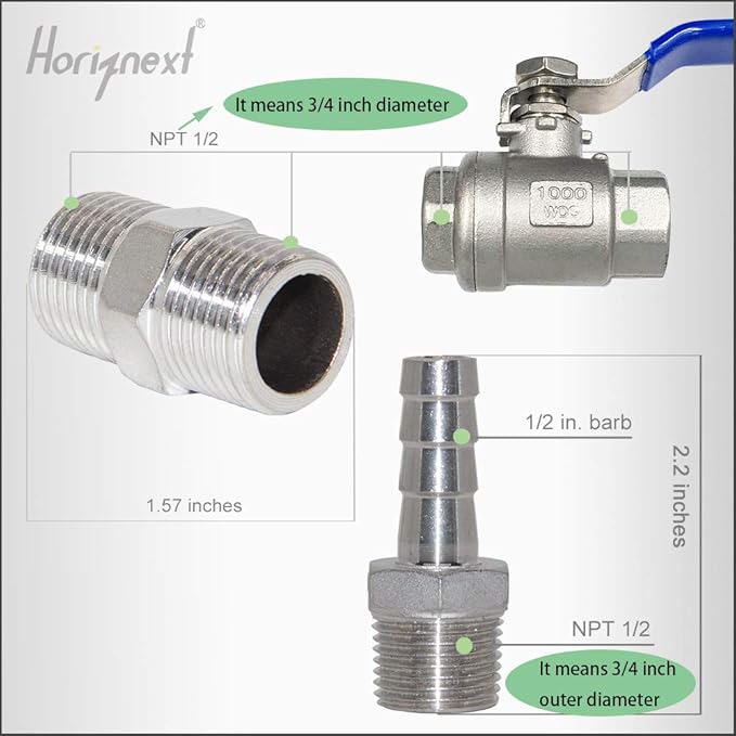 npt 1/2 home brew bulkhead ball valve stainless steel 304 for Homebrew beer Kettle tap equipment kit, weldless water tank spigot (1 pc)