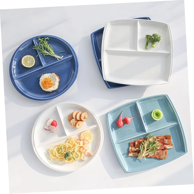 Alipis Square Ceramic Plate Set 10 Inch Bone China 3 Compartment Breakfast/steak Dark