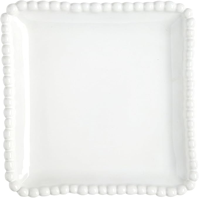 Santa Barbara Design Studio Appetizer Plate Set - 6" Ceramic Plates With Beaded Rim, 4-Count, White