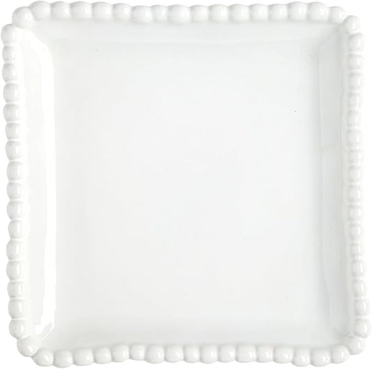 Santa Barbara Design Studio Appetizer Plate Set - 6" Ceramic Plates With Beaded Rim, 4-Count, White