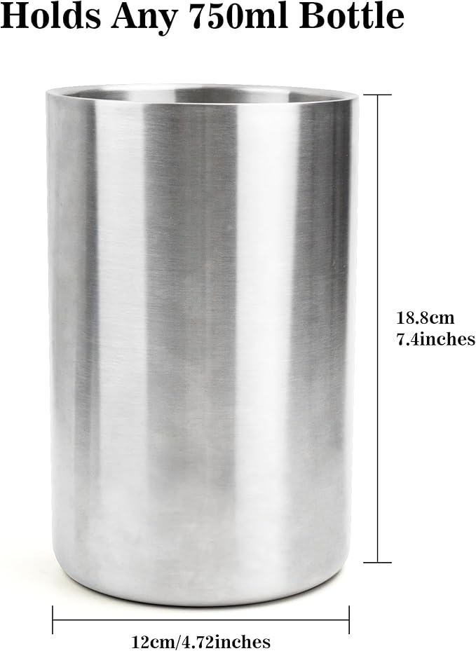 Wine Bottle Chiller, Stainless Steel Wine Cooler Bucket with Ice Pack White Wine Bottle and Champagne, Perfect Wine Accessories for Wine Lovers