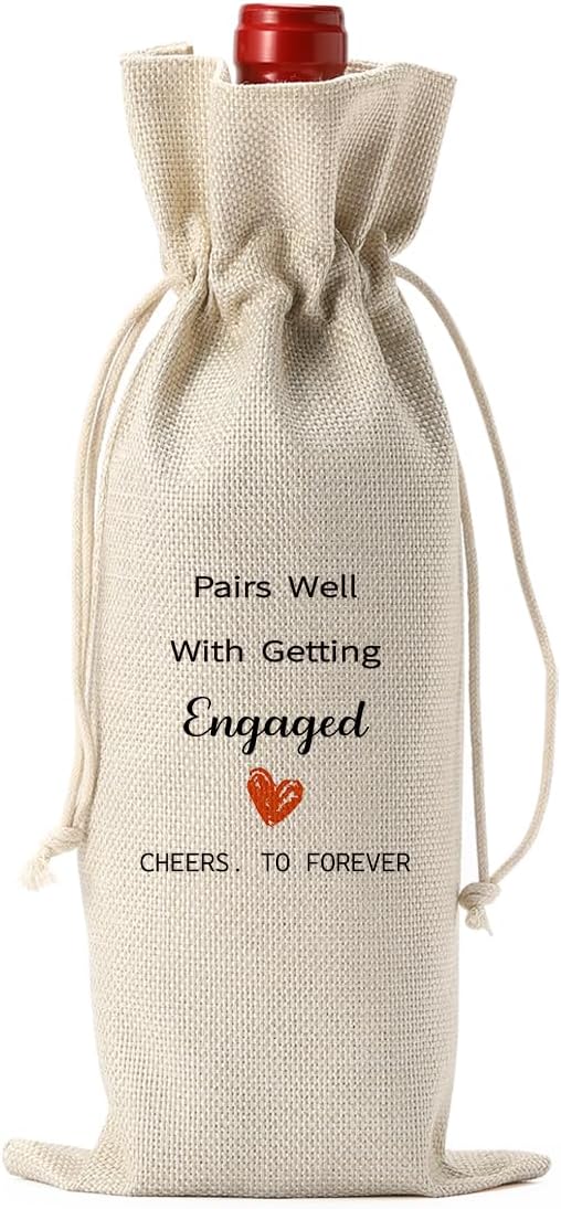 Engaged Wine Bag Engagement Gifts for Women Men Bride Couples Future Mrs Newlywed Engaged Wedding Bridal Shower Wedding Party Decorations Wine Bottle Bags