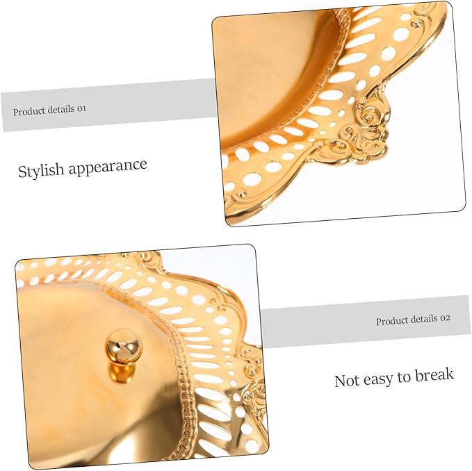 PRETYZOOM Golden Metal Serving Tray for Appetizers Jewelry and Fruits Vintage Decorative Platter for Parties Snacks and Desserts Multifunctional Design for Home and Events