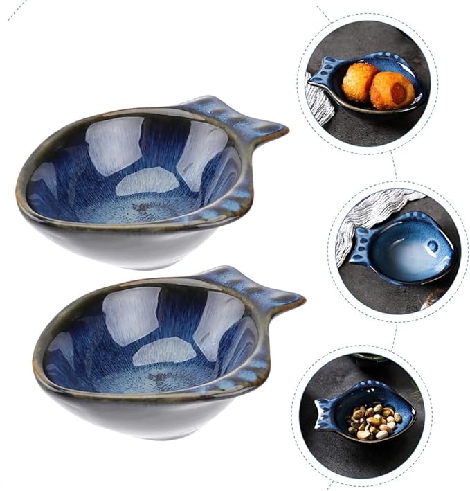 2Pcs Ceramic Seasoning Dishes Multifunctional Small Plates for Flavor and Sauce Condiment Dishes for Appetizers and Side Elegant Tableware