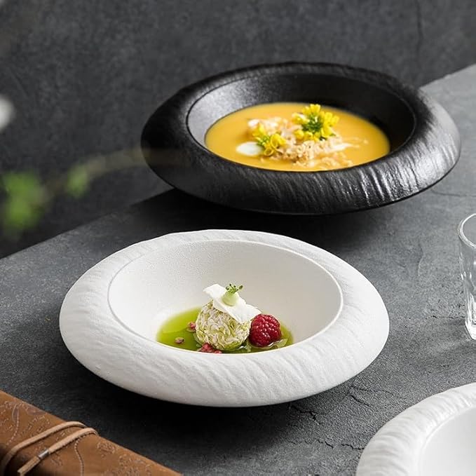 Modern Large Dinner Plates 9-inch Cooking Bowl Straw Hat Ceramic Plate Western Food Simple Salad Home Appetizer Dessert Cake Tableware Stackable Dinner Plates