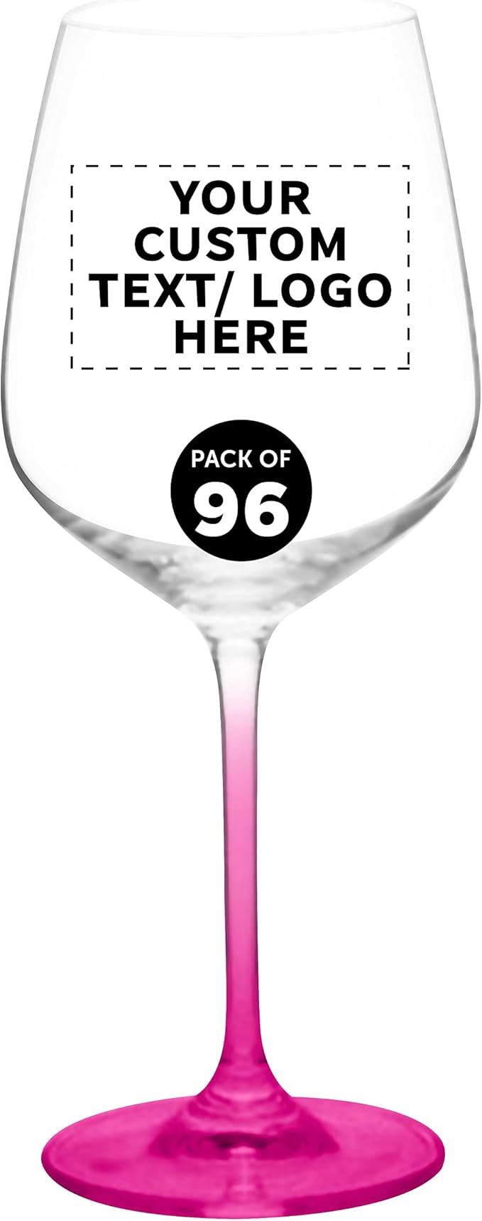 Custom Crystal Wine Glasses 17.5 oz Set of 96, Personalized Bulk Pack - Restaurant Glassware, Perfect for Red Wine or White Wine - Pink