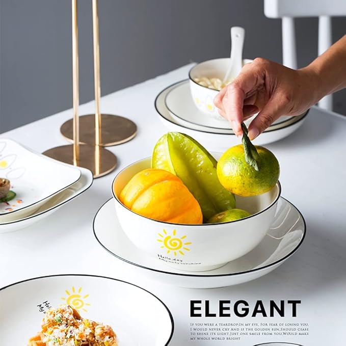 36PCS Ceramic Dinnerware Set Tableware Dishes Plates Ceramic Combination Dinner Service Set Porcelaine Service for 6 White Luxury Stoneware Tableware Set