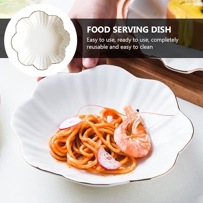 Homoyoyo Ceramic Food Serving Plate Set White Kitchen Storage Dish for Home Use for Appetizers and Dinner