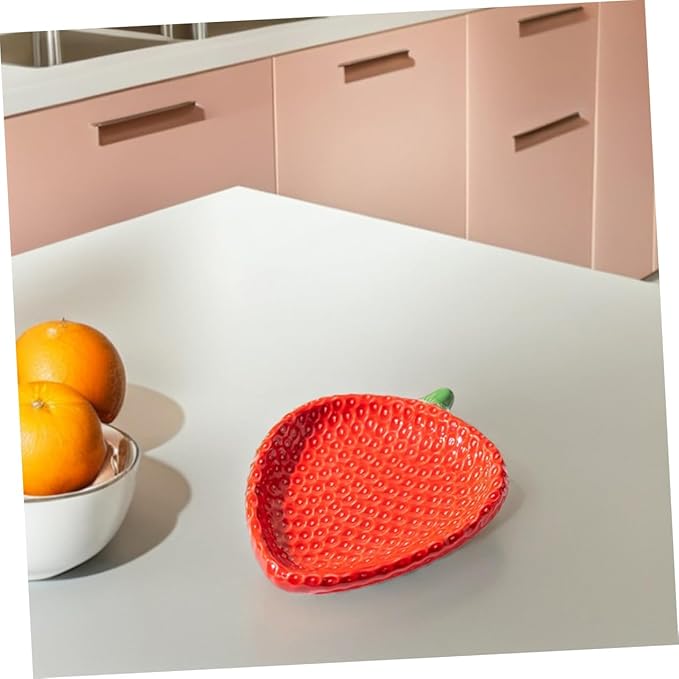 Luxshiny Strawberry Ceramic Dipping Plate: Small Plate For Sauces Snacks And Appetizers - Strawberry Dish For Family Parties And Restaurant Decor