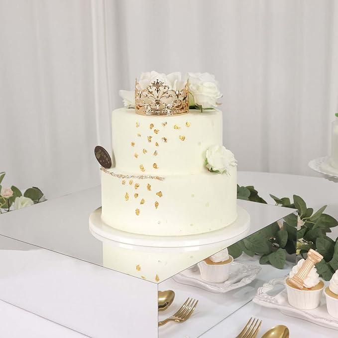 Efavormart 18"X18" | Silver Acrylic Cake Box Stand, Mirror Finish Display Box Pedestal Riser with Hollow Bottom