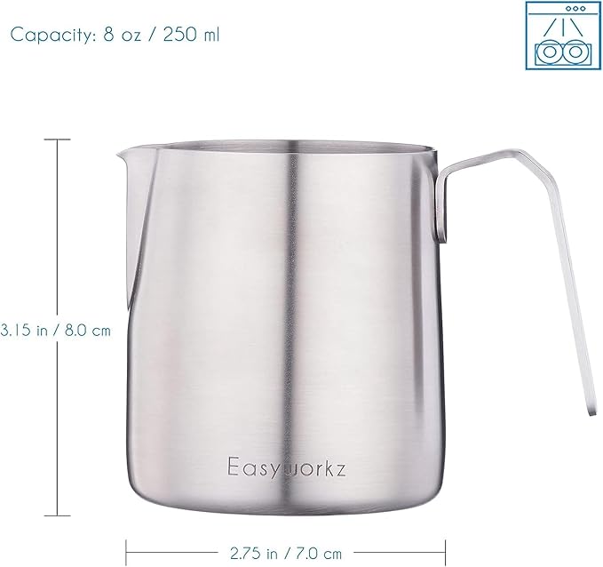 Easyworkz Stainless Steel Sugar bowl and Creamer Set, with Spoon and Anti-Drip Spout, Stackable Design, Brushed Silver