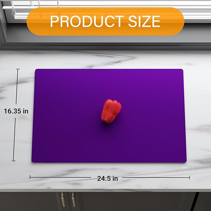 Silicone Counter Mat 40x60cm 2 Pack - High-Temp Resistant, Non-Slip Waterproof Pad for Kitchen Countertops, Sink & Stove (Purple)