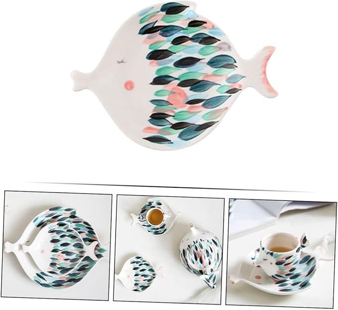 Dipping Bowls,Ceramic Serving Dishes,Food Serving Tray,Fish Shaped Ceramic Plate Appetizer Plates Meat Platter Fruits Plate Ceramic Serving Platter