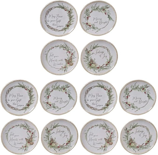 Certified International Holly and Ivy 6" Canape/Luncheon Plates, Set of 4 (Pack of 3)