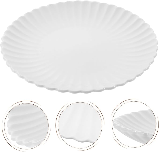 IMIKEYA Chrysanthemum Shaped Ceramic Plate Elegant Matte White Dessert and Snack Tray for Home Kitchen Tableware for Parties and Gatherings