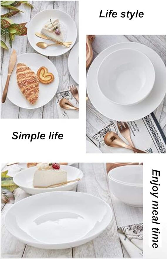 Fine Dinner Set,Dinner Plate Ceramics Dinner Set, Pure White Relief Light Luxury 32 Pieces Bone China Dinnerware Sets