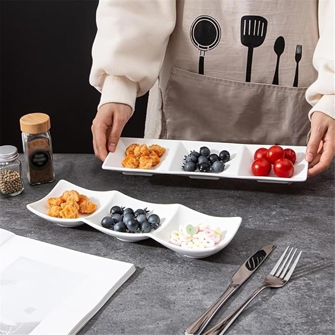 Sauce Dish 1PC Rectangular White Ceramic Plate Stackable Appetizer Snack Dip Plate Snack Plate