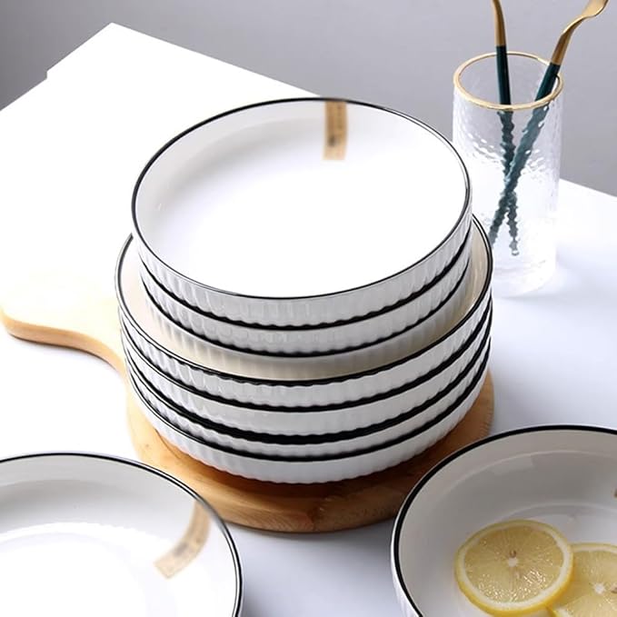 SONGCHAO Party Supplies Ceramic Plate Household Dish Plate Chinese Dinner Plate Set Ceramic Dish Plate Salad Plate Fruit Plate Party Plates (Color : 7inch, Size : 6pcs)