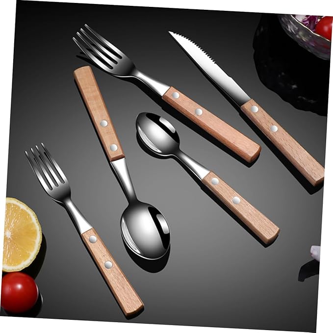 2sets Ergonomic Stainless Steel Utensil Set Serving Fork Spoon Slotted Spoon for Buffet Party Restaurant Easy Clean