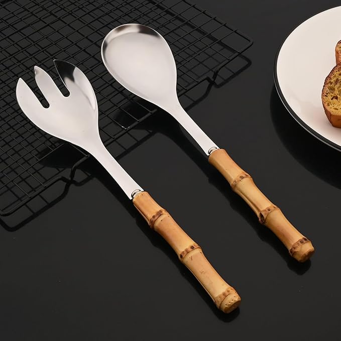JASHII 24-piece Serving Utensils Hostess Set Stainless Steel Flatware Silverware Set Include Knife Fork Spoon for Buffet Home Kitchen Travel Camping