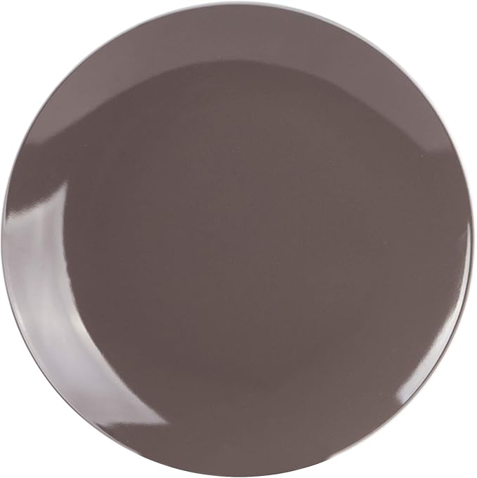 Stoneware Coupe Shape 16pc Dinnerware Set, Outside White + InsideTaupe