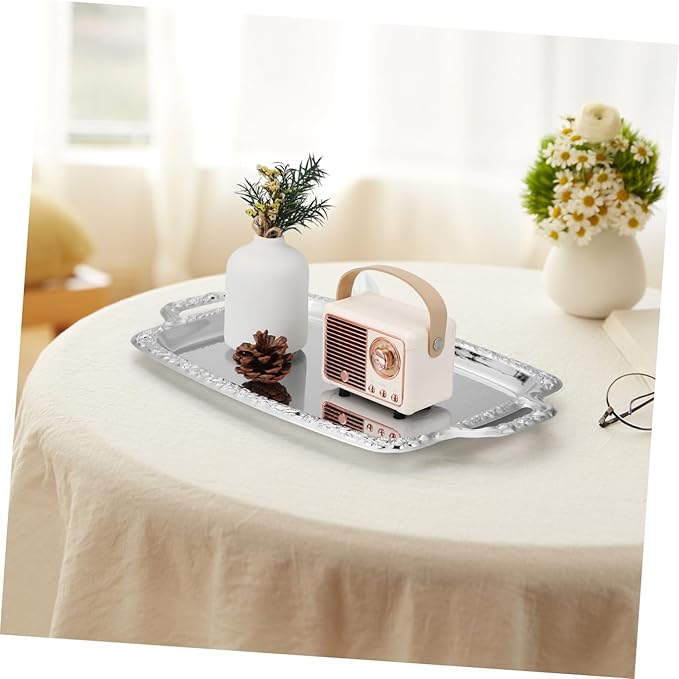 1Pc Vintage Metal Kitchen Tray Multi Purpose Serving Tray for Dining Room Tableware Food Plates with Handles Retro Style for Kitchen and Living Room Decor