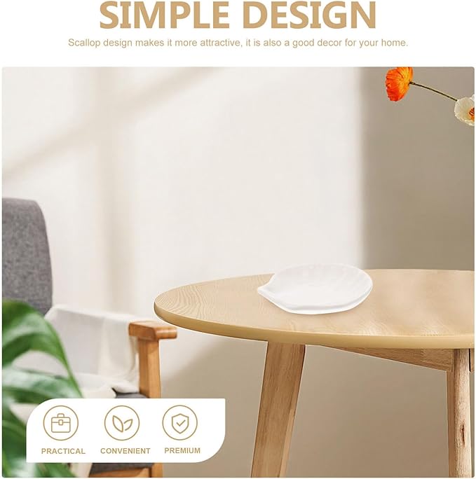 Hemoton 6Pcs Ceramic Sauce Dish Sea Shell Shaped Seasoning Dishes Sushi Dipping Bowl Appetizer Plates Ceramic Serving Individual Condiment for Home Kicthen 4inch