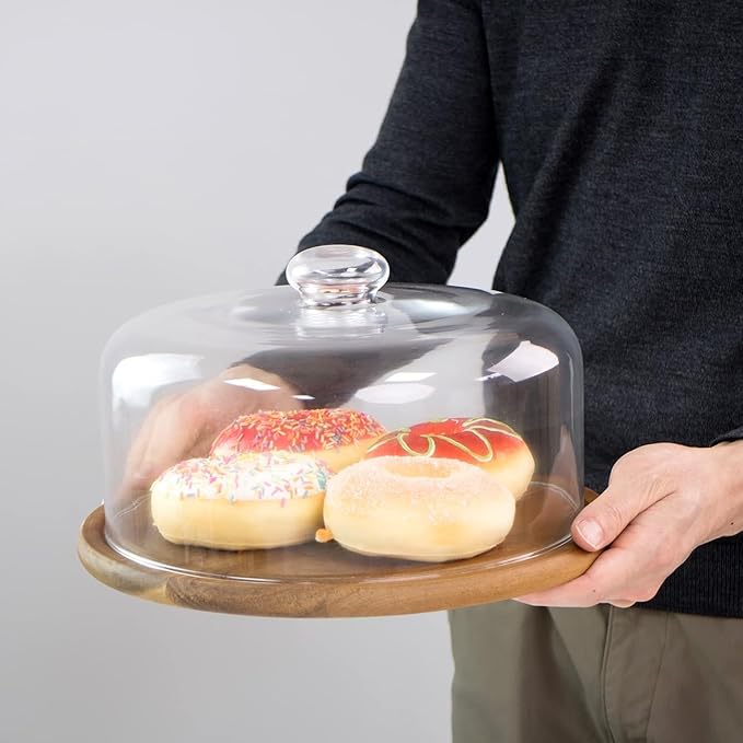 11 Inch Clear Cake Dome Cover, Glass Round Cake Stand Cover, Pastry Display Cloche for Food Plastic, Cake Cover Lid for Cake Stand Cake Plate Display Serving Platter (10 Inch - Glass)