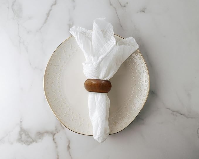 Napkin Rings for Dining Table, Classic Farmhouse Style, Holiday and Party Decor, Table Setting Accessories (Round, 12.)