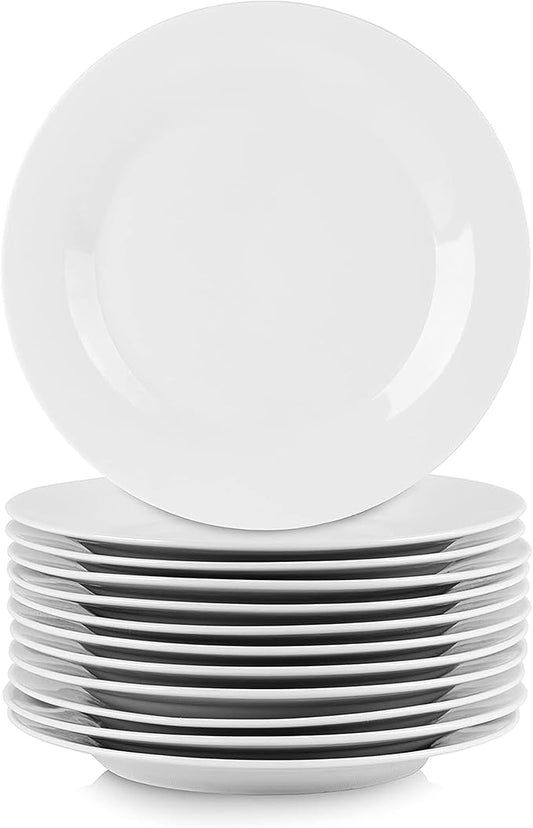 Elama 10.5 Inch Professional Kitchen 12 Piece Porcelain Dinnerware/Tableware Set (Round Dinner Plate White)