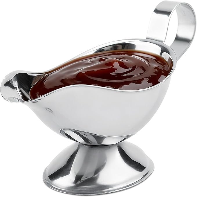 Gravy Boat, Mini Sauce Jug Stainless Steel Gravy Boat with Handle Sauce Cup with Dripless Lip Spout for Gravy Sauces Salad Dressings Cream(3oz)