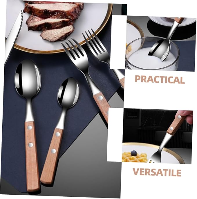2sets Ergonomic Stainless Steel Utensil Set Serving Fork Spoon Slotted Spoon for Buffet Party Restaurant Easy Clean