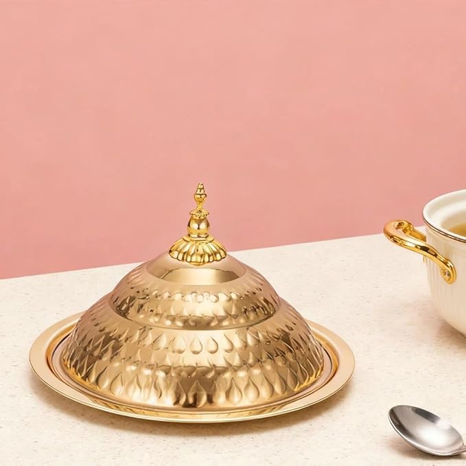 Stainless Steel Food Serving Tray with Lid, Decorative Serving Platter for Snacks Desserts Fruit Display for Kitchen Party