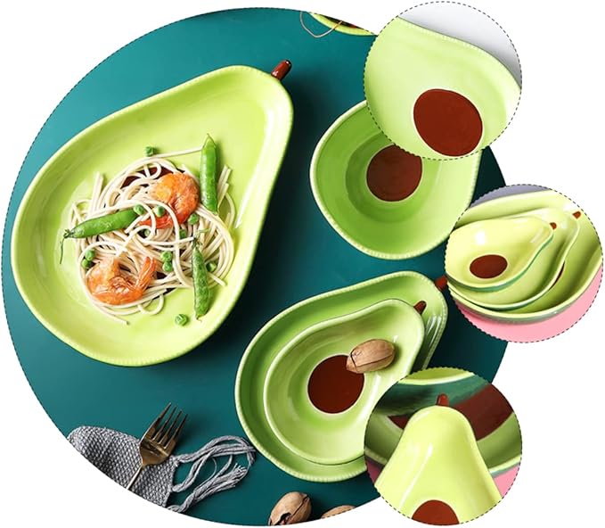 Avocado Shape Ceramic Plate Serving Dish Appetizer Serving Tray Salad Fruit Plate Dinnerware