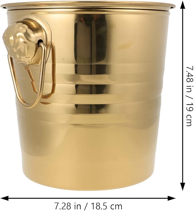Stainless Steel Ice Bucket Beer Whisky Cooling Containers Tiger Head Ice Bucket Wine Bar Party Favor- 3L (Golden)