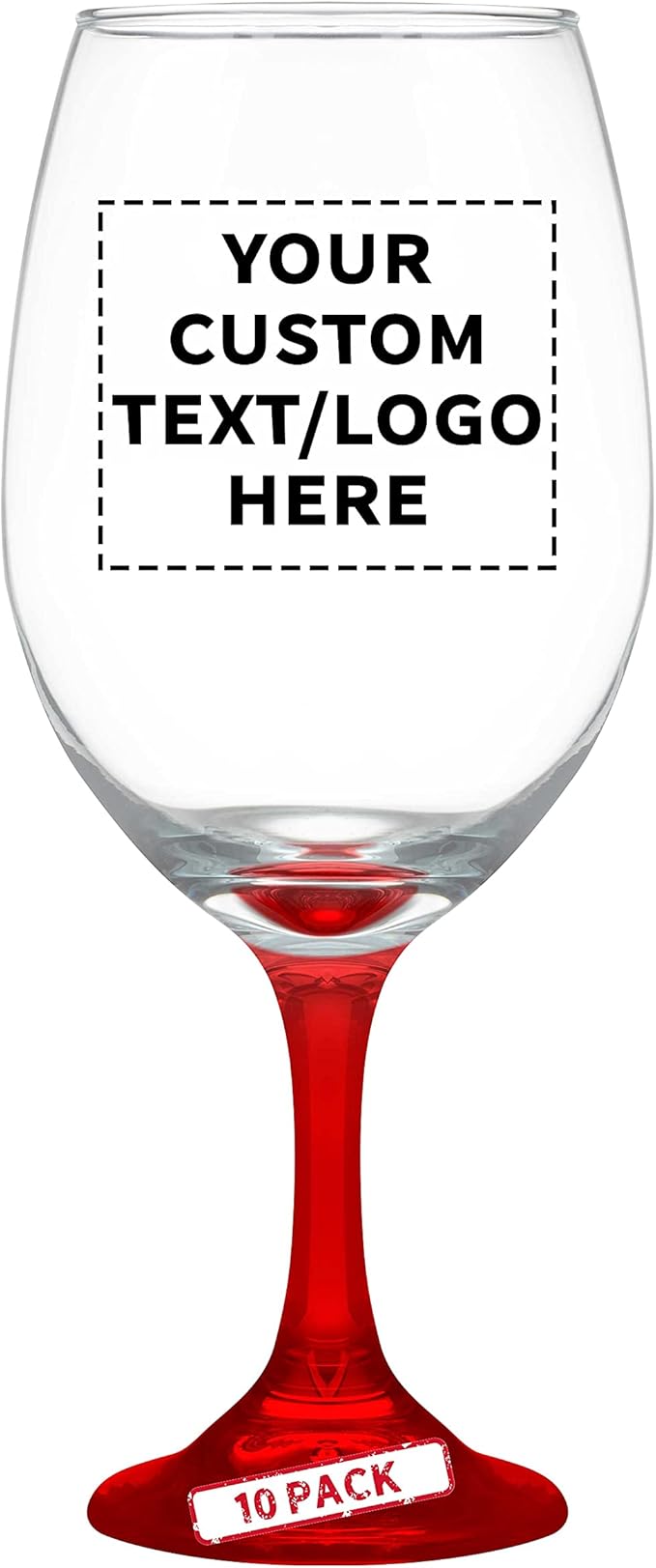 Custom Rioja Grand Wine Glasses 20.75 oz. Set of 10, Personalized Bulk Pack - Perfect for Hotel, Bar, Restaurant or Lounge - Red