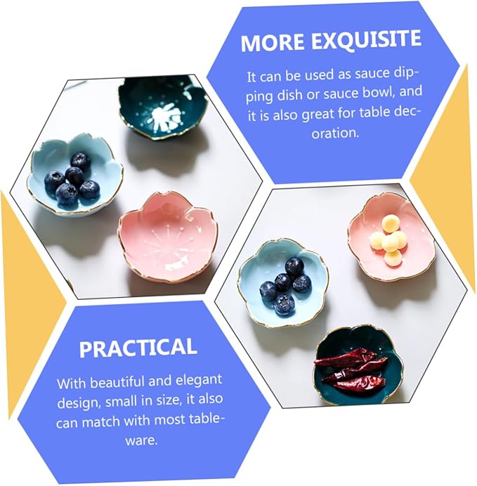 4pcs Ceramic Dipping Sauce Bowls Elegant Appetizer Plates for Soy Sauce Ketchup Vinegar Design for Home Kitchen Parties and Outdoor Use