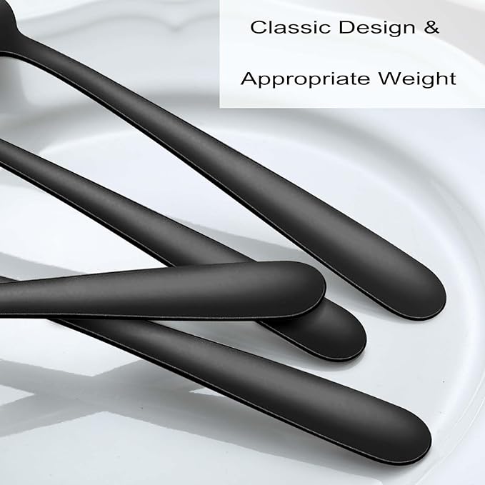 Pleafind 36-Piece Black Dinner Forks Set (8 inch), Stainless Steel Forks Silverware, Mirror Polished Fork Set, Small Forks for Home, Kitchen, Restaurant, Dishwasher Safe