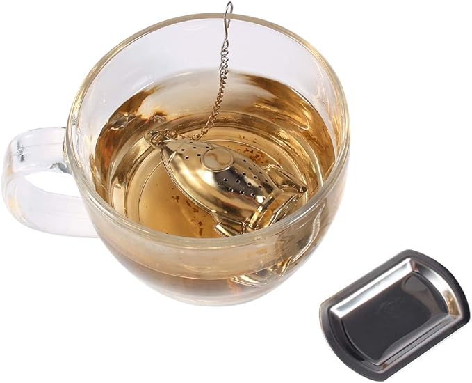 Stainless Steel Tea Strainer, Rocket Ship Tea Infuser with Chain, Rocket Shape Loose Tea Filter for Leaf Herbal Spice Brewing Steeping Home Teaware Accessories